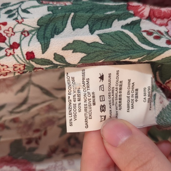 Cropped Botanical Floral Long Sleeve Collared Wrap Blouse Frank & Oak Size Large - Picture 7 of 8